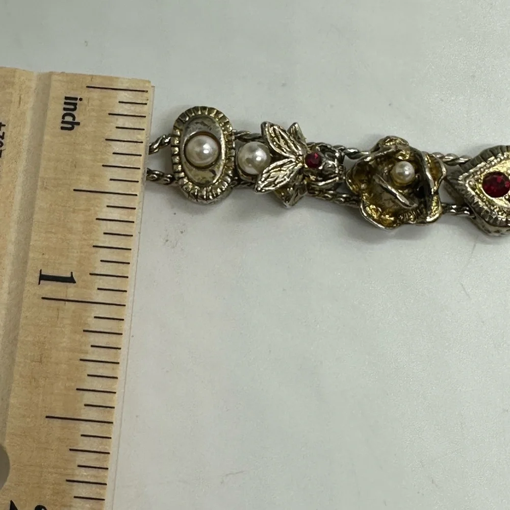 Vintage Sliding Charm Gold Bracelet with Twelve Charms